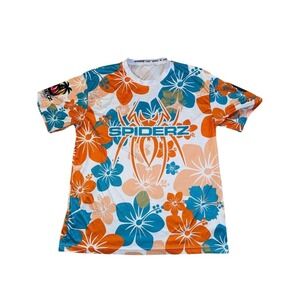 Mens Floral Shirt M Multicolor Short Sleeve Casual Top baseball softball wicking